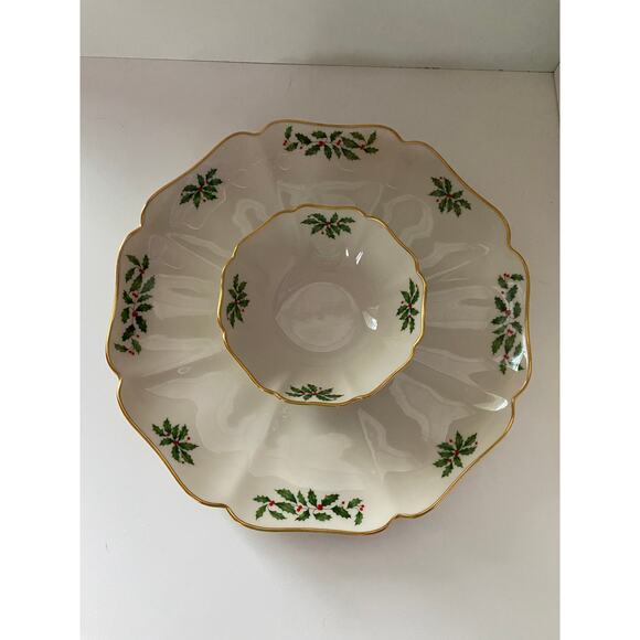 Vintage Lenox Holiday (demension) chip and dip platter, 1 piece gourmet server - Picture 7 of 9